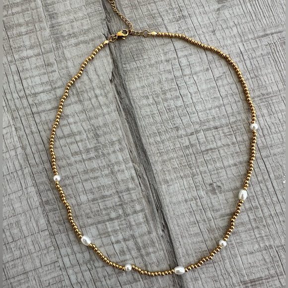 NEW Slide Jewels Gold & Pearl Necklace - Picture 1 of 5